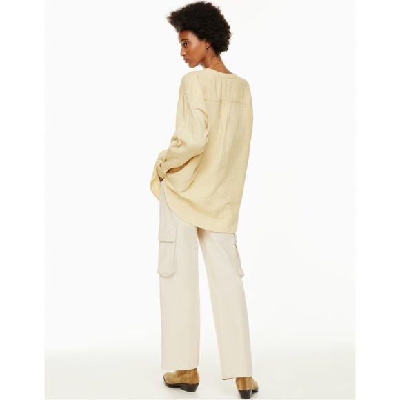 Wilfred Aritzia Size M Adda Gauzy Long Sleeve Button Up Blouse in Light Sand - Picture 2 of 9